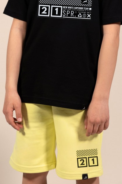 21 | Μαύρη/Κίτρινη Φούτερ Παιδική Βερμούδα