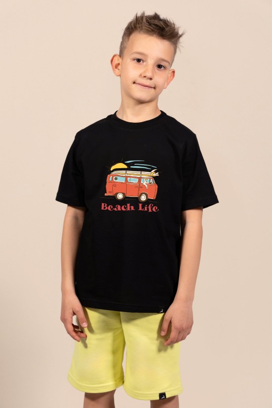Beach Life | Λευκό/Μαύρο/Μπεζ Παιδικό T-Shirt