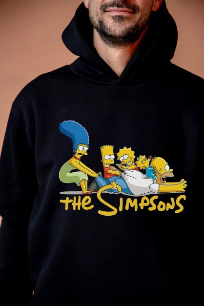 Μαύρο Ανδρικό Φούτερ Με Κουκούλα "Crazy Family"