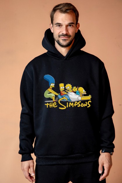 Μαύρο Ανδρικό Φούτερ Με Κουκούλα "Crazy Family"