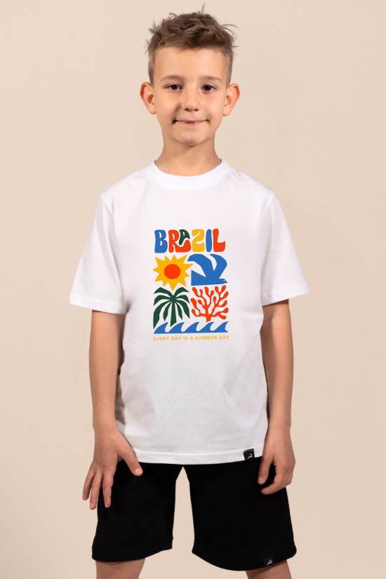 Brazil | Λευκό/Μαύρο/Μπεζ Παιδικό T-Shirt