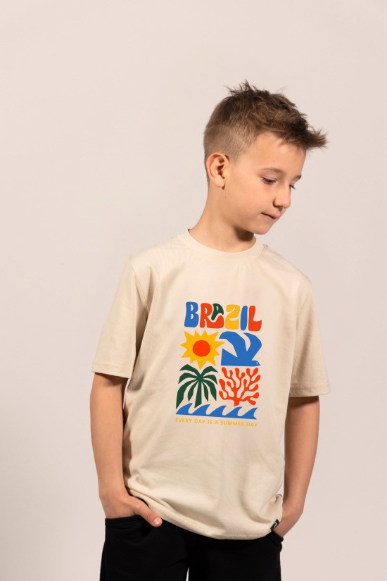 Brazil | Λευκό/Μαύρο/Μπεζ Παιδικό T-Shirt