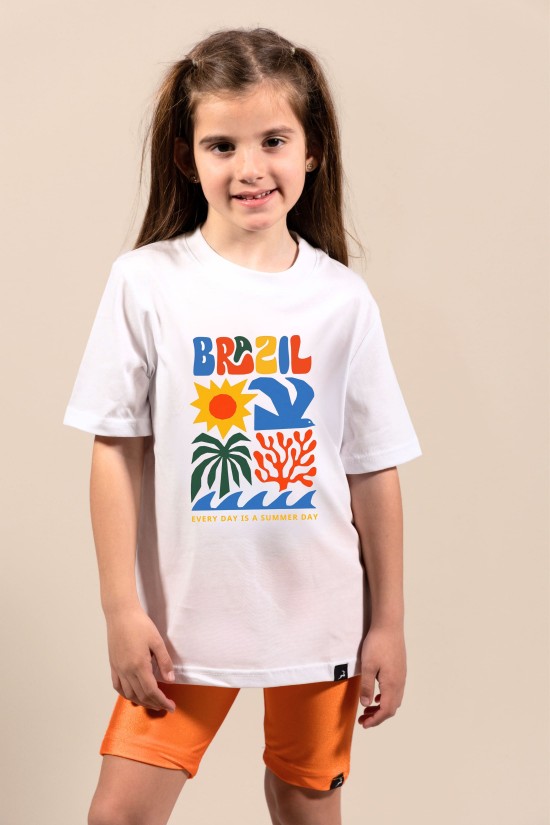 Brazil | Λευκό/Μαύρο/Μπεζ Παιδικό T-Shirt