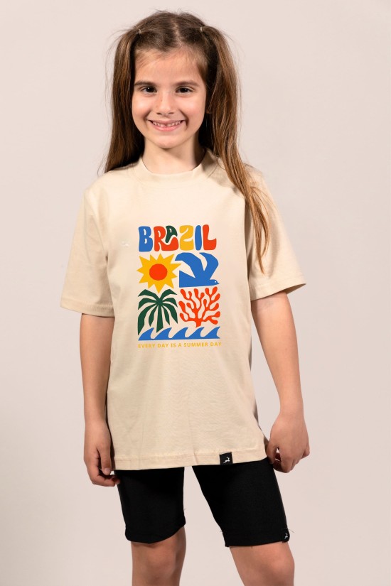 Brazil | Λευκό/Μαύρο/Μπεζ Παιδικό T-Shirt