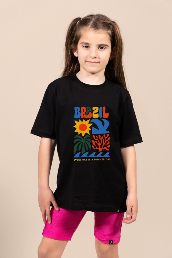Brazil | Λευκό/Μαύρο/Μπεζ Παιδικό T-Shirt