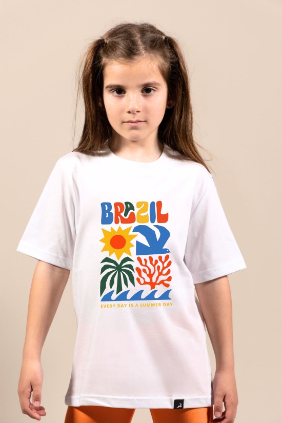 Brazil | Λευκό/Μαύρο/Μπεζ Παιδικό T-Shirt