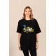 Crazy Family | Λευκό/Μαύρο Γυναικείο Oversized T-Shirt