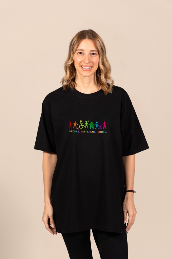 Different | Λευκό/Μαύρο Γυναικείο Oversized T-Shirt