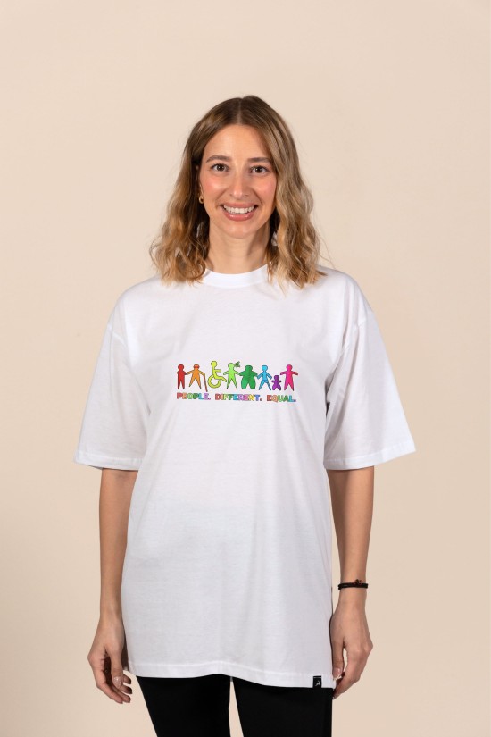 Different | Λευκό/Μαύρο Γυναικείο Oversized T-Shirt
