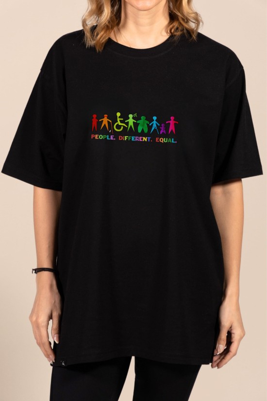 Different | Λευκό/Μαύρο Γυναικείο Oversized T-Shirt