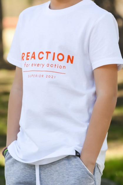 Λευκό Παιδικό T-Shirt "Reaction" Λευκό Παιδικό T-Shirt "Reaction"