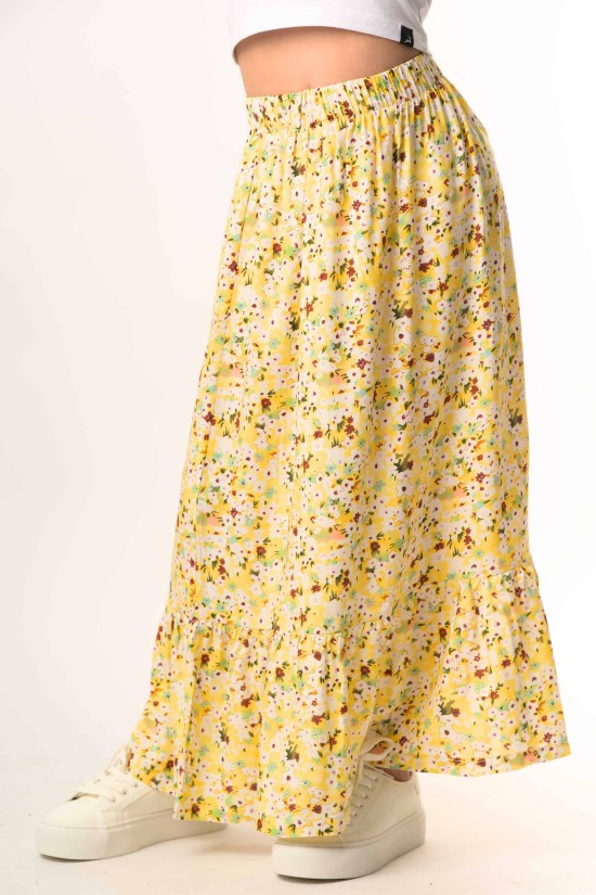 Κίτρινη Floral Boho Παιδική Φούστα
