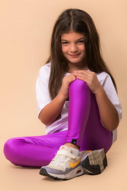 Μοβ Γυαλιστερό Μακρύ Παιδικό Κολάν Μοβ Γυαλιστερό Μακρύ Παιδικό Κολάν