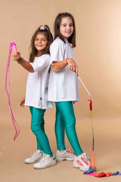 Σμαραγδί Γυαλιστερό Μακρύ Παιδικό Κολάν Σμαραγδί Γυαλιστερό Μακρύ Παιδικό Κολάν