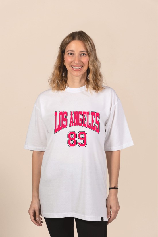 Los Angeles | Λευκό/Μαύρο Γυναικείο Oversized T-Shirt