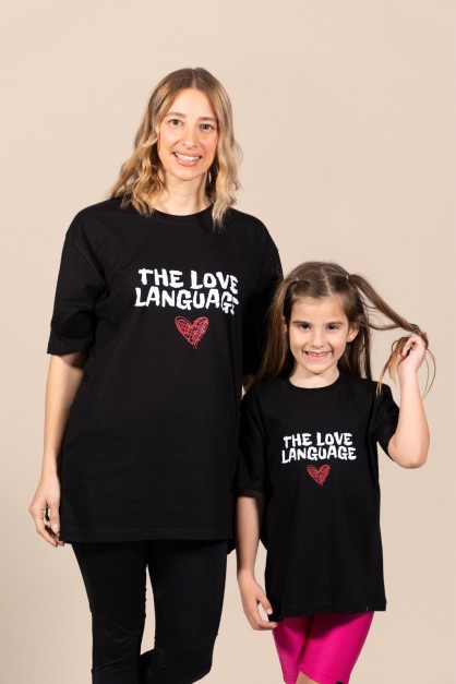 Love Language | Λευκό/Μαύρο Γυναικείο Oversized T-Shirt Love Language | Λευκό/Μαύρο Γυναικείο Oversized T-Shirt