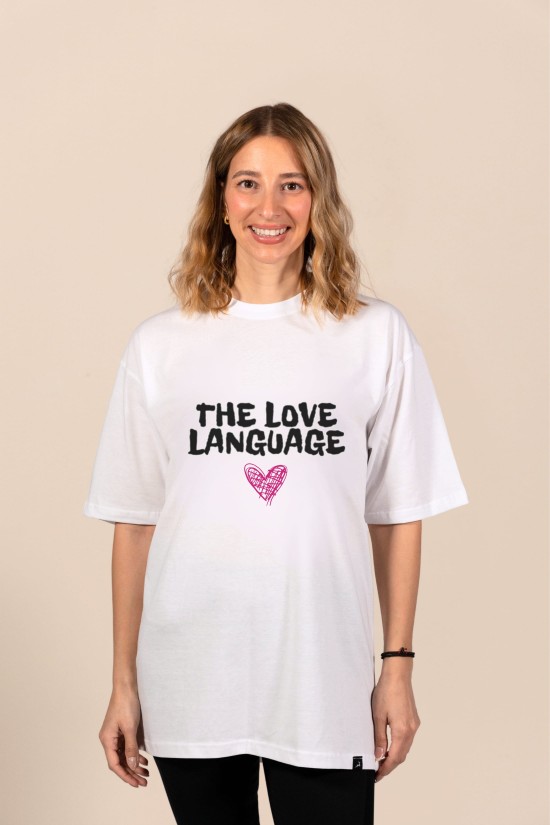 Love Language | Λευκό/Μαύρο Γυναικείο Oversized T-Shirt