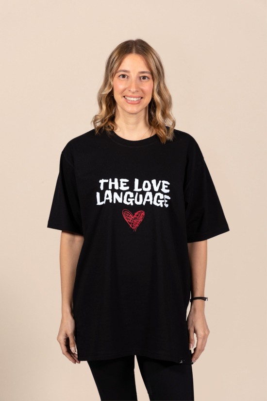 Love Language | Λευκό/Μαύρο Γυναικείο Oversized T-Shirt