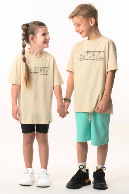 Be Kind | Λευκό/Μαύρο/Μπεζ Unisex Παιδικό T-Shirt Be Kind | Λευκό/Μαύρο/Μπεζ Unisex Παιδικό T-Shirt