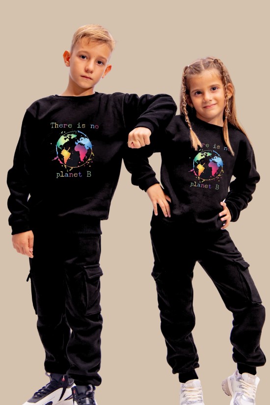 Μαύρο Κάργκο "Planet B" Παιδικό Φούτερ Σετ