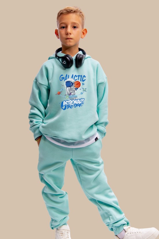 Μέντα Oversized "Astronaut" Παιδικό Φούτερ Hoodie Σετ