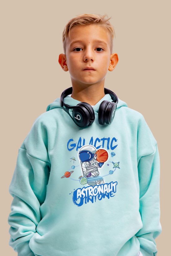 Μέντα Oversized "Astronaut" Παιδικό Φούτερ Hoodie Σετ