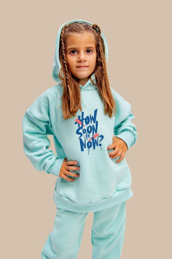 Μέντα Oversized "How Soon Is Now" Παιδικό Φούτερ Hoodie Σετ