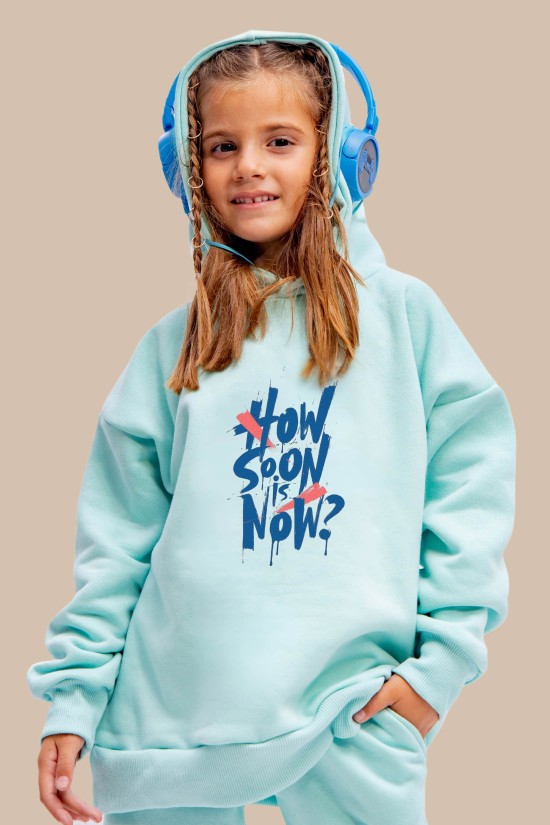 Μέντα Oversized "How Soon Is Now" Παιδικό Φούτερ Hoodie Σετ