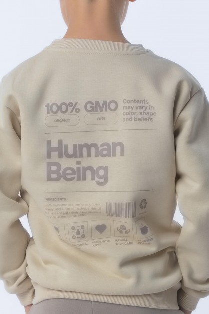 Μπεζ Φούτερ Παιδική Μπλούζα "Human Being" Μπεζ Φούτερ Παιδική Μπλούζα "Human Being"