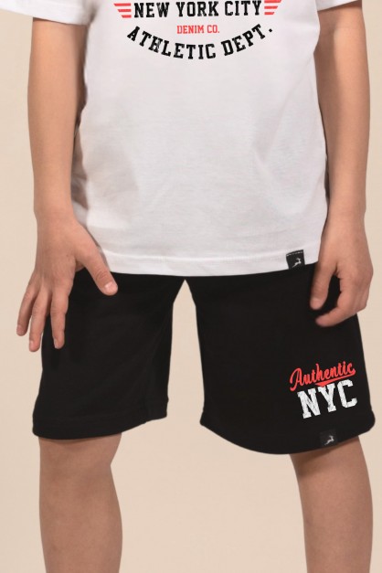 NYC | Μαύρη/Κίτρινη Φούτερ Παιδική Βερμούδα