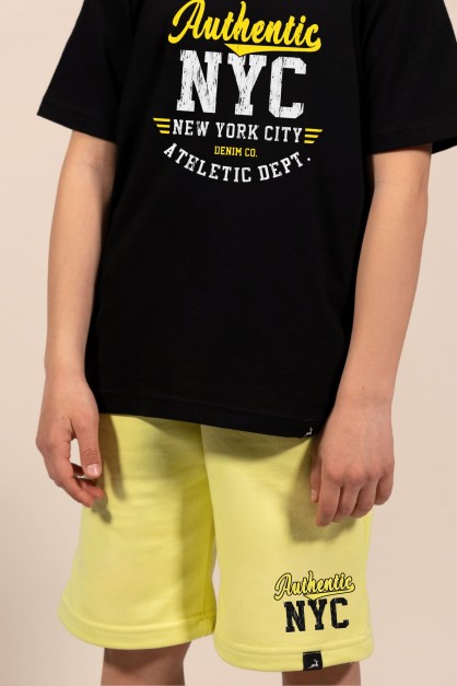 NYC | Μαύρη/Κίτρινη Φούτερ Παιδική Βερμούδα NYC | Μαύρη/Κίτρινη Φούτερ Παιδική Βερμούδα