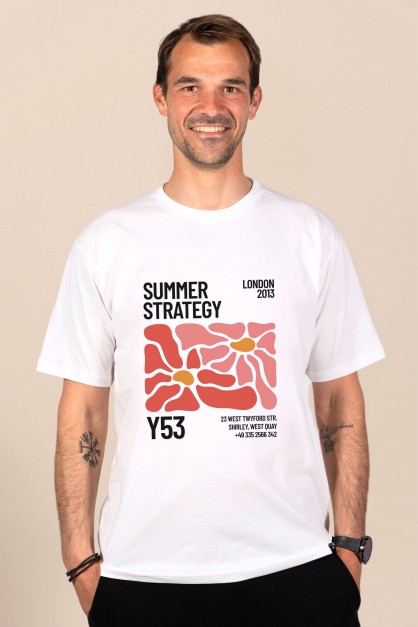 Summer Strategy | Λευκό/Μαύρο Ανδρικό T-Shirt Summer Strategy | Λευκό/Μαύρο Ανδρικό T-Shirt