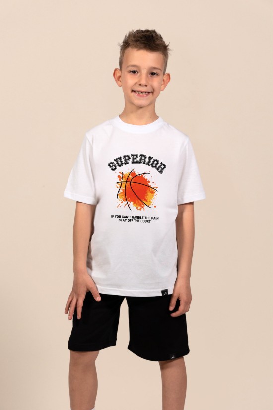 Superior Basketball | Λευκό/Μαύρο/Μπεζ Παιδικό T-Shirt