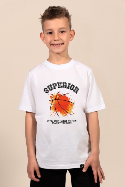 Superior Basketball | Λευκό/Μαύρο/Μπεζ Παιδικό T-Shirt Superior Basketball | Λευκό/Μαύρο/Μπεζ Παιδικό T-Shirt