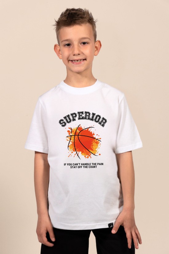 Superior Basketball | Λευκό/Μαύρο/Μπεζ Παιδικό T-Shirt