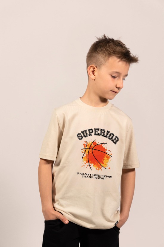 Superior Basketball | Λευκό/Μαύρο/Μπεζ Παιδικό T-Shirt