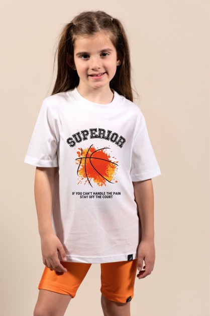 Superior Basketball | Λευκό/Μαύρο Παιδικό T-Shirt