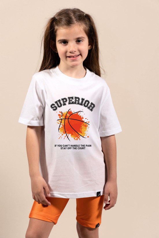 Superior Basketball | Λευκό/Μαύρο Παιδικό T-Shirt