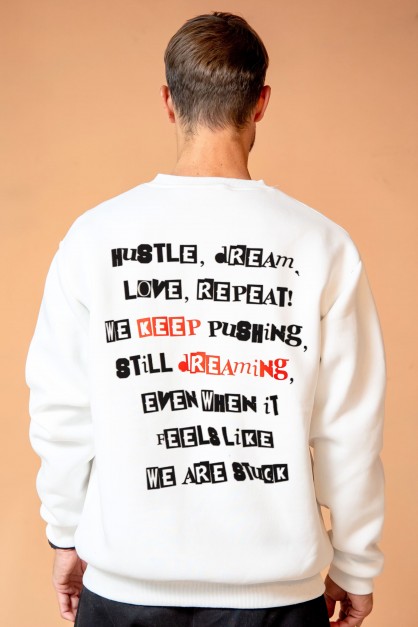 Λευκό Ανδρικό Φούτερ "Keep Dreaming"